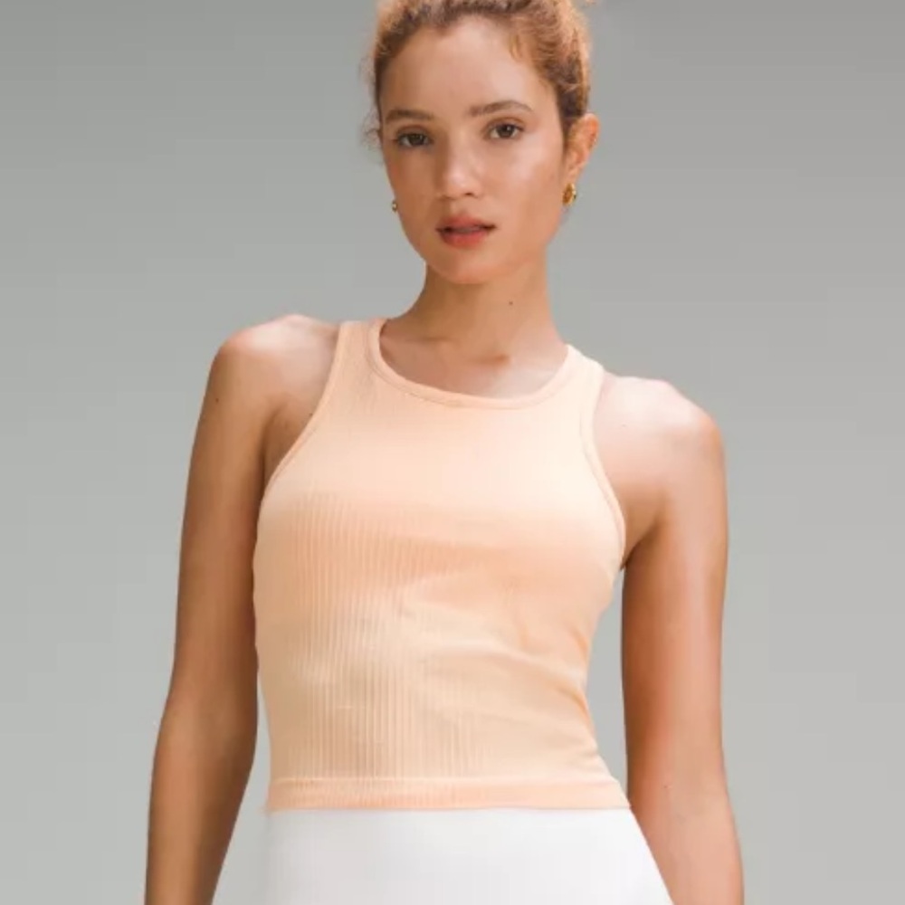 NWT Lululemon Ebb to Street Cropped Racerback Tank in Peach Bellini 4